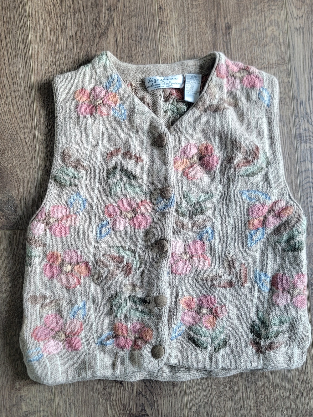 Signatures Northern Isles Floral Knit Button-Front Sweater Vest
